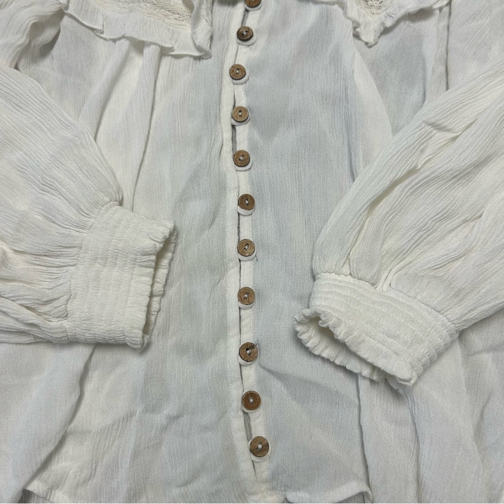 FREE PEOPLE sunrise shirt blouse in ivory white size S - Picture 10 of 16